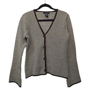 Chiaramonte Made in Italy Brown Cream Cardigan M 50% Merino Wool Italian Vintage